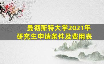 曼彻斯特大学2021年研究生申请条件及费用表