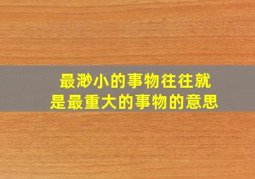 最渺小的事物往往就是最重大的事物的意思