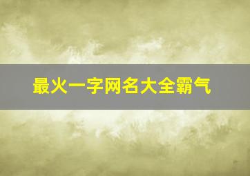 最火一字网名大全霸气