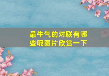 最牛气的对联有哪些呢图片欣赏一下