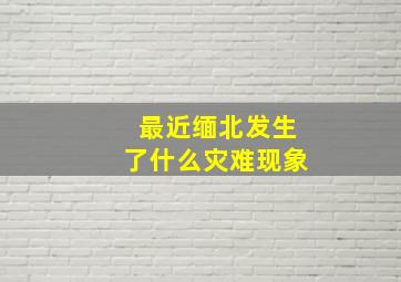 最近缅北发生了什么灾难现象