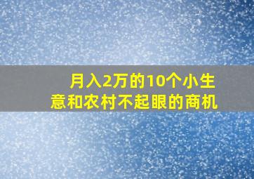 月入2万的10个小生意和农村不起眼的商机