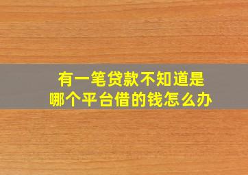 有一笔贷款不知道是哪个平台借的钱怎么办