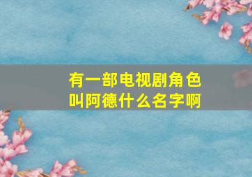 有一部电视剧角色叫阿德什么名字啊