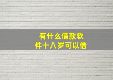 有什么借款软件十八岁可以借