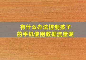 有什么办法控制孩子的手机使用数据流量呢