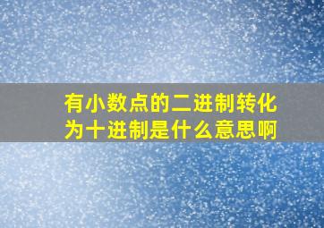 有小数点的二进制转化为十进制是什么意思啊