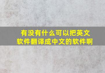 有没有什么可以把英文软件翻译成中文的软件啊