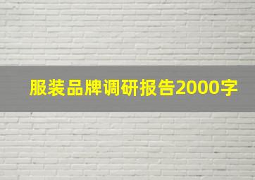 服装品牌调研报告2000字