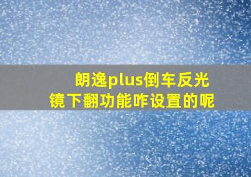 朗逸plus倒车反光镜下翻功能咋设置的呢