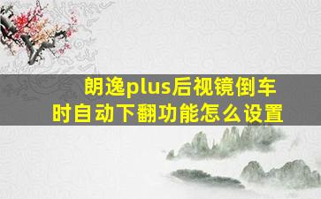 朗逸plus后视镜倒车时自动下翻功能怎么设置