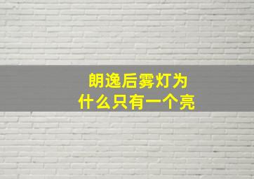 朗逸后雾灯为什么只有一个亮