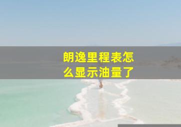 朗逸里程表怎么显示油量了