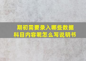 期初需要录入哪些数据科目内容呢怎么写说明书