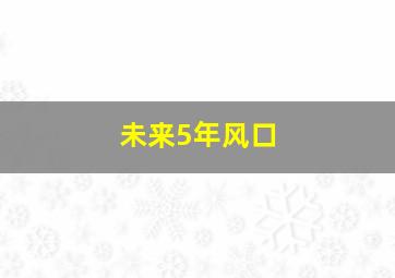 未来5年风口