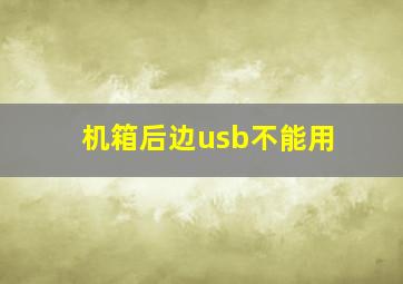 机箱后边usb不能用