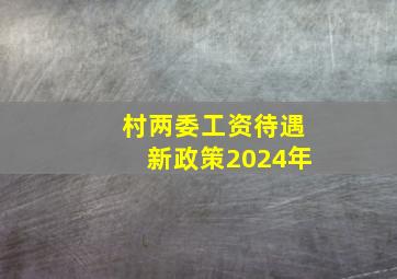 村两委工资待遇新政策2024年