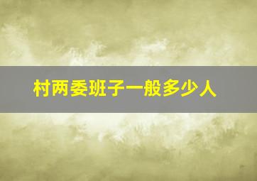 村两委班子一般多少人