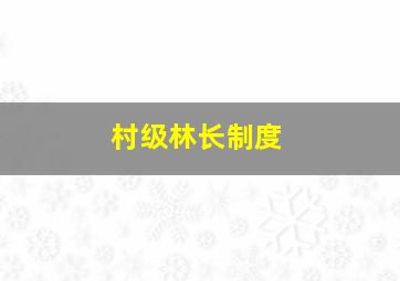 村级林长制度