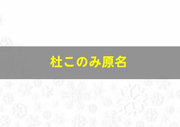 杜このみ原名