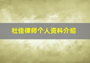 杜佳律师个人资料介绍