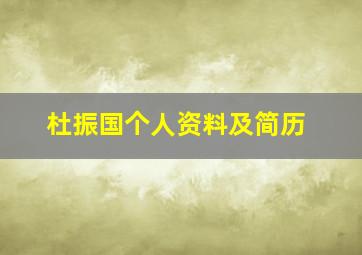 杜振国个人资料及简历