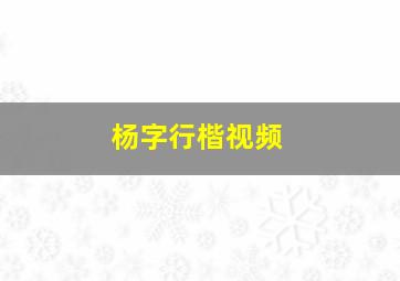 杨字行楷视频