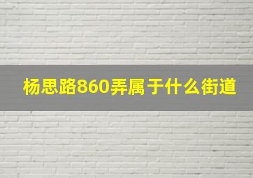 杨思路860弄属于什么街道