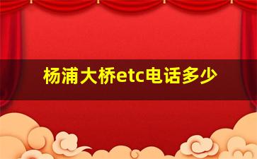 杨浦大桥etc电话多少