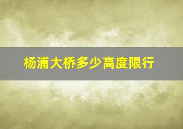 杨浦大桥多少高度限行