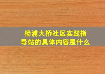 杨浦大桥社区实践指导站的具体内容是什么