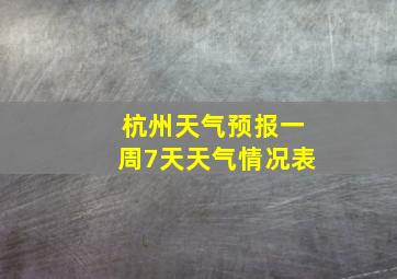 杭州天气预报一周7天天气情况表