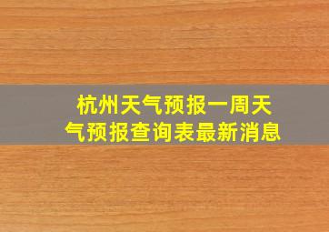 杭州天气预报一周天气预报查询表最新消息