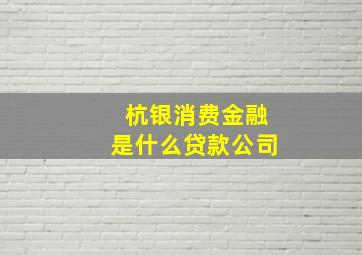 杭银消费金融是什么贷款公司