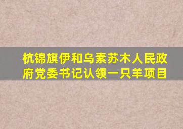 杭锦旗伊和乌素苏木人民政府党委书记认领一只羊项目