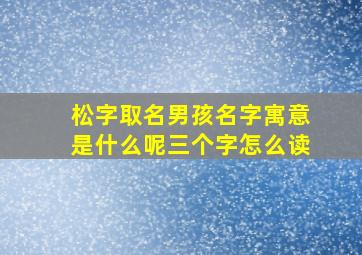 松字取名男孩名字寓意是什么呢三个字怎么读