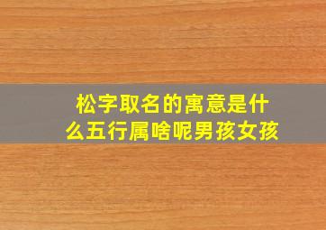 松字取名的寓意是什么五行属啥呢男孩女孩