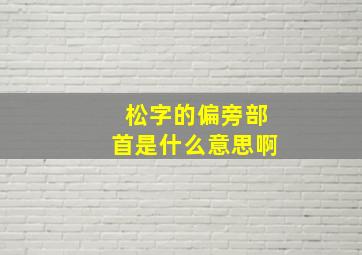 松字的偏旁部首是什么意思啊