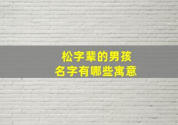 松字辈的男孩名字有哪些寓意