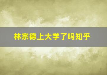 林宗德上大学了吗知乎