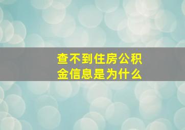 查不到住房公积金信息是为什么