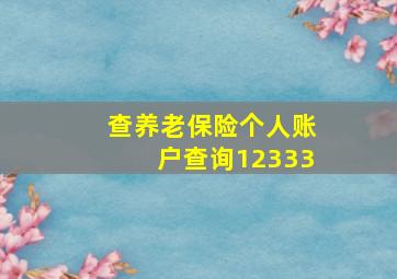 查养老保险个人账户查询12333