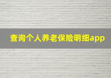 查询个人养老保险明细app