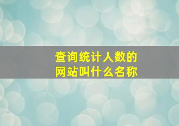 查询统计人数的网站叫什么名称