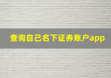 查询自己名下证券账户app