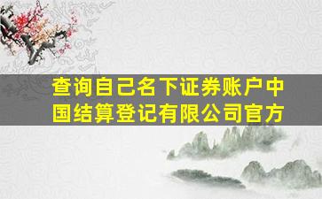 查询自己名下证券账户中国结算登记有限公司官方