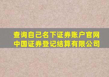 查询自己名下证券账户官网中国证券登记结算有限公司