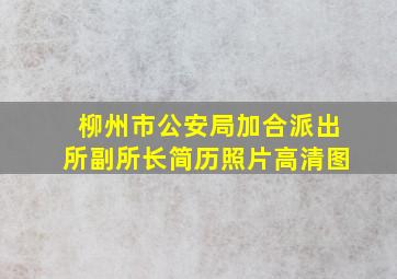 柳州市公安局加合派出所副所长简历照片高清图