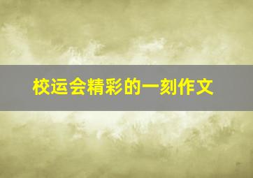 校运会精彩的一刻作文