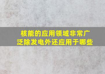 核能的应用领域非常广泛除发电外还应用于哪些